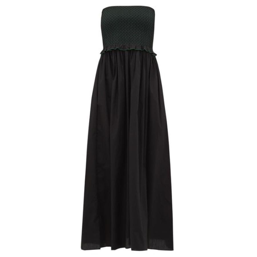 ロレッタ Loretta Caponi レディース ビーチウェア ワンピース ドレス 水着 ビーチウェア Luisa Bandeau Smocked Cotton Dress Black Mohmmadiyon Com