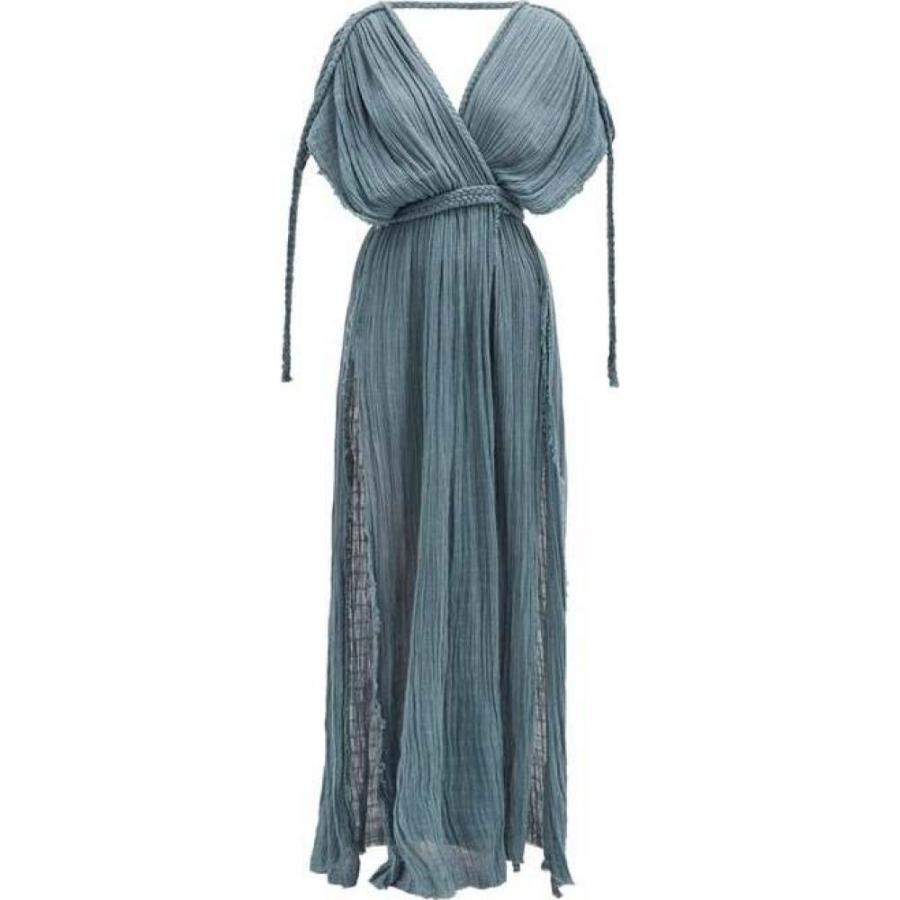 カシア クレンティ Kasia Kulenty レディース ビーチウェア ワンピース ドレス 水着 ビーチウェア Aura High Slit Cotton Gauze Maxi Dress Blue Prettyfunnyballoons Com