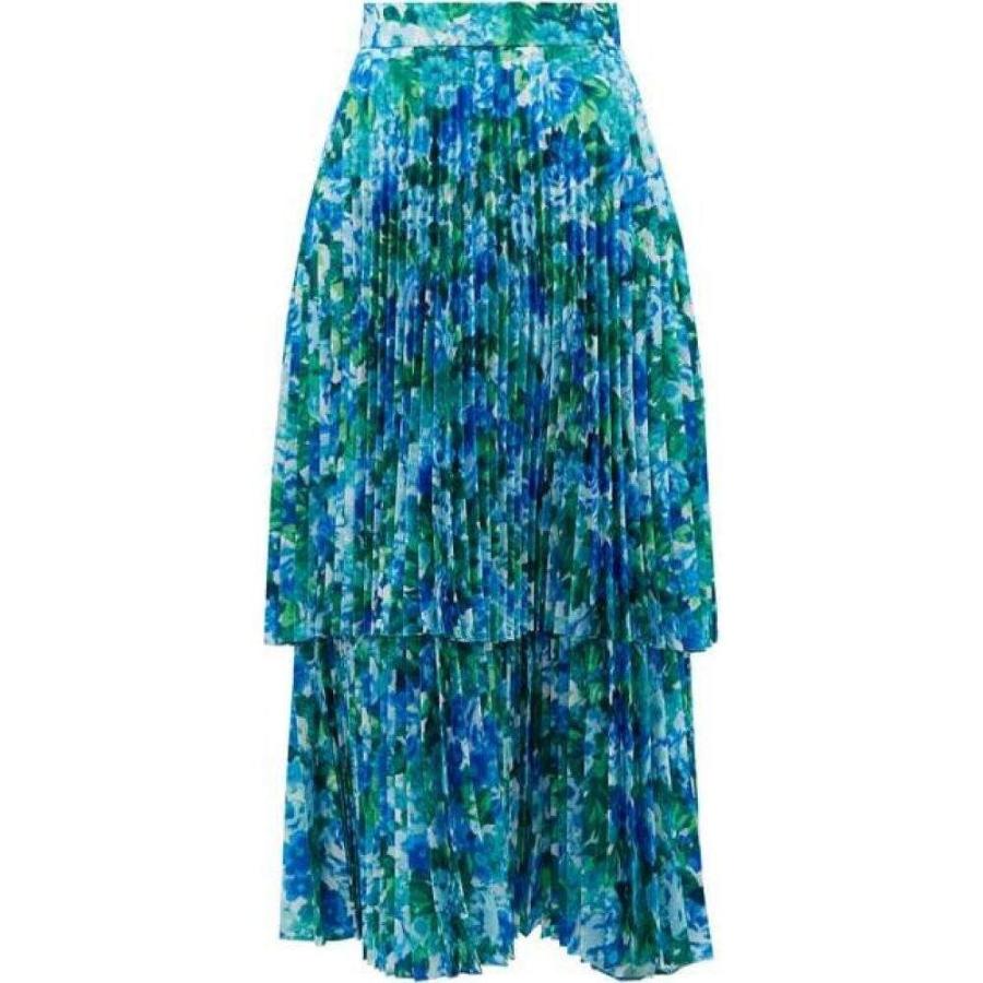 リチャード クイン Richard Quinn レディース ひざ丈スカート スカート Pleated Floral Print Satin Midi Skirt Blue Jsonic Ca
