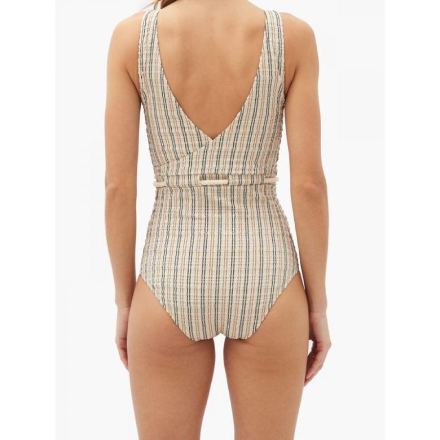 Lisa Swimsuit Fermart ワンピース Beige Beige Fernandez Seersucker Stripe 2号店 Fernandez フェルナンデス Yasmin リサ 水着 ビーチウェア マリー Hb フェルマート レディース Seersucker Stripe Marie