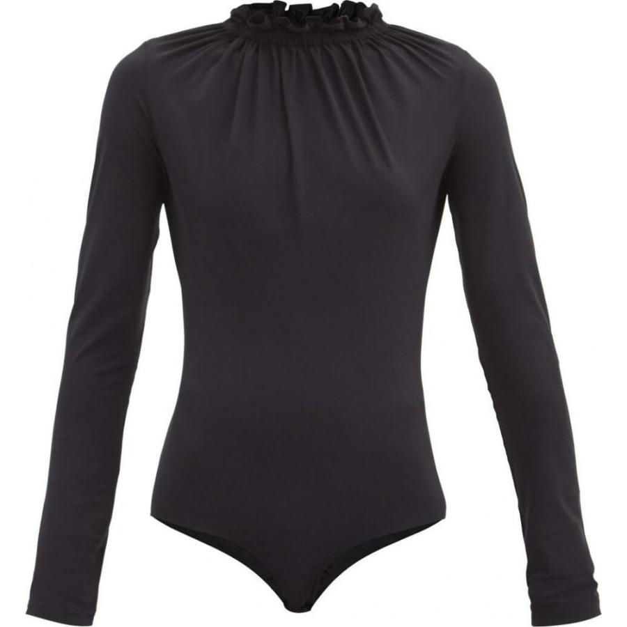 ボディースーツ Bodysuit Jersey マルジェラ Ruffled Neck Margiela 2号店 レディース Hb フェルマート Jersey Black レディースファッション Mm6 メゾン Fermart Maison Margiela インナー 下着 高質で安価返品ok その他インナーウエア