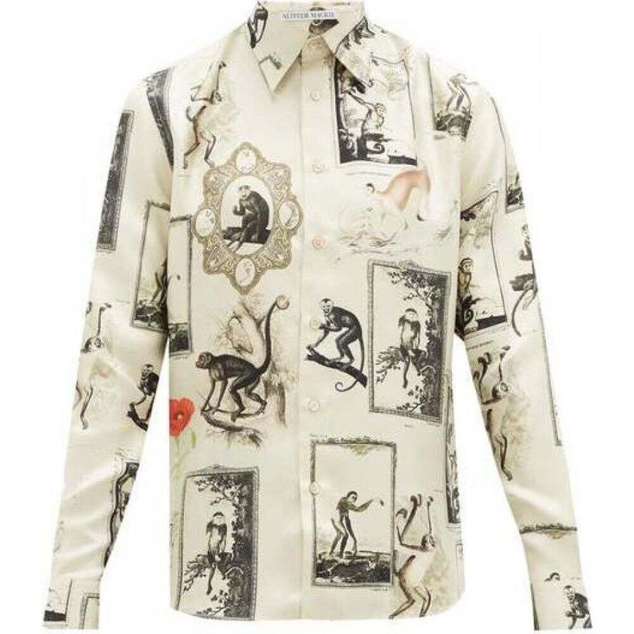 アリスター マッキー Alister Mackie メンズ シャツ トップス Monkeys Print Silk Twill Shirt Ivory Peoplenews Uz