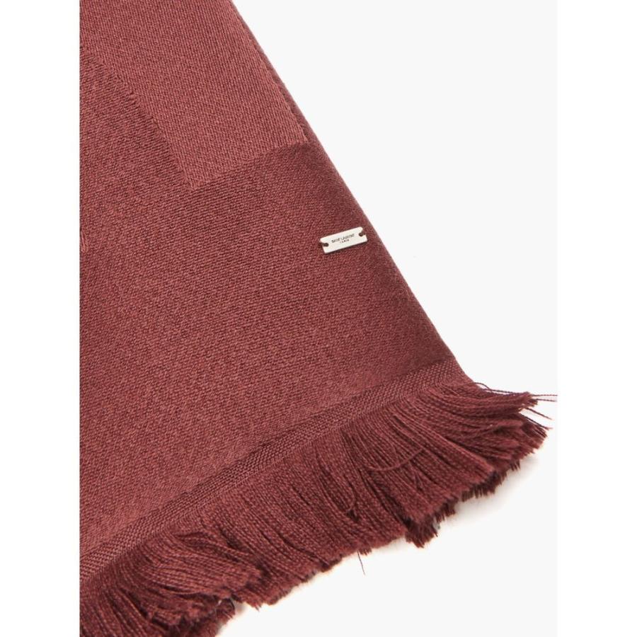 サンローラン Saint Laurent レディース マフラー スカーフ ストール Scarf Ysl Monogram Fringed Scarf メンズファッション Fermart スカーフ Burgundy Wool 2号店 Hb Ffe38 フェルマート