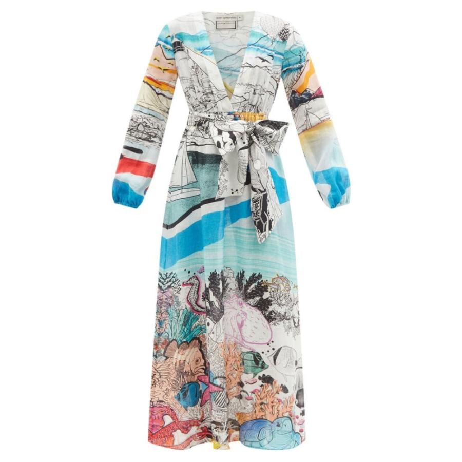本日特価 メアリー Katrantzou Mary カトランズ Blue Dress Linen Scenic Print V Neck Ithaki ワンピース ドレス Vネック ワンピース レディース Katrantzou Mary カトランズ メアリー レディース ワンピース ワンピース チュニック Www Kat Ae