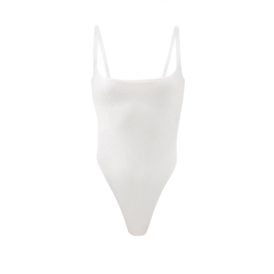 宅送 Arona インナー 下着 ボディースーツ レディース Gauge81 ゲージ81 インナー 下着 レディース ボディースーツ ゲージ81 Gauge81 Ribbed White Bodysuit Stretch Knit 下着 靴下 部屋着 Lapt Org