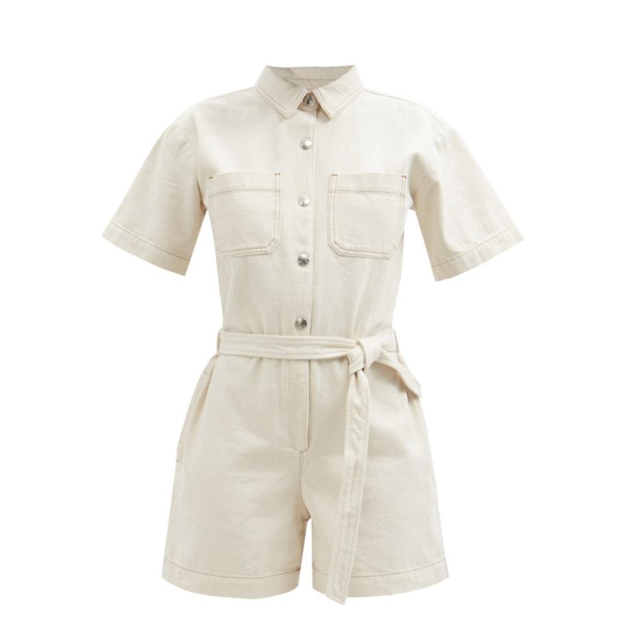 アーペーセー A P C レディース オールインワン オールインワン ショート オールインワン セットアップ ワンピース ドレス Amelie Belted レディース Denim Playsuit White Hb Ff738c14 フェルマート Fermart 2号店