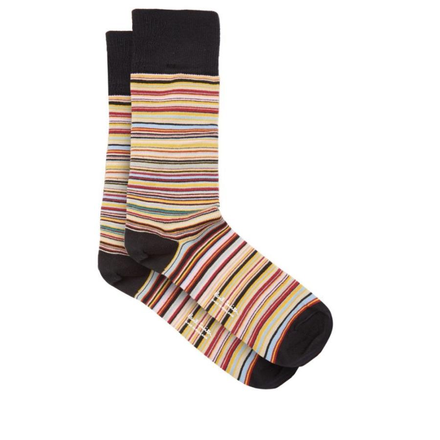 22年秋冬新作 ソックス メンズ Smith Paul ポールスミス インナー 下着 メンズ ソックス ポールスミス Smith Paul インナー 下着 Black Socks Cotton Blend Stripe Signature 靴下 Oyostate Gov Ng