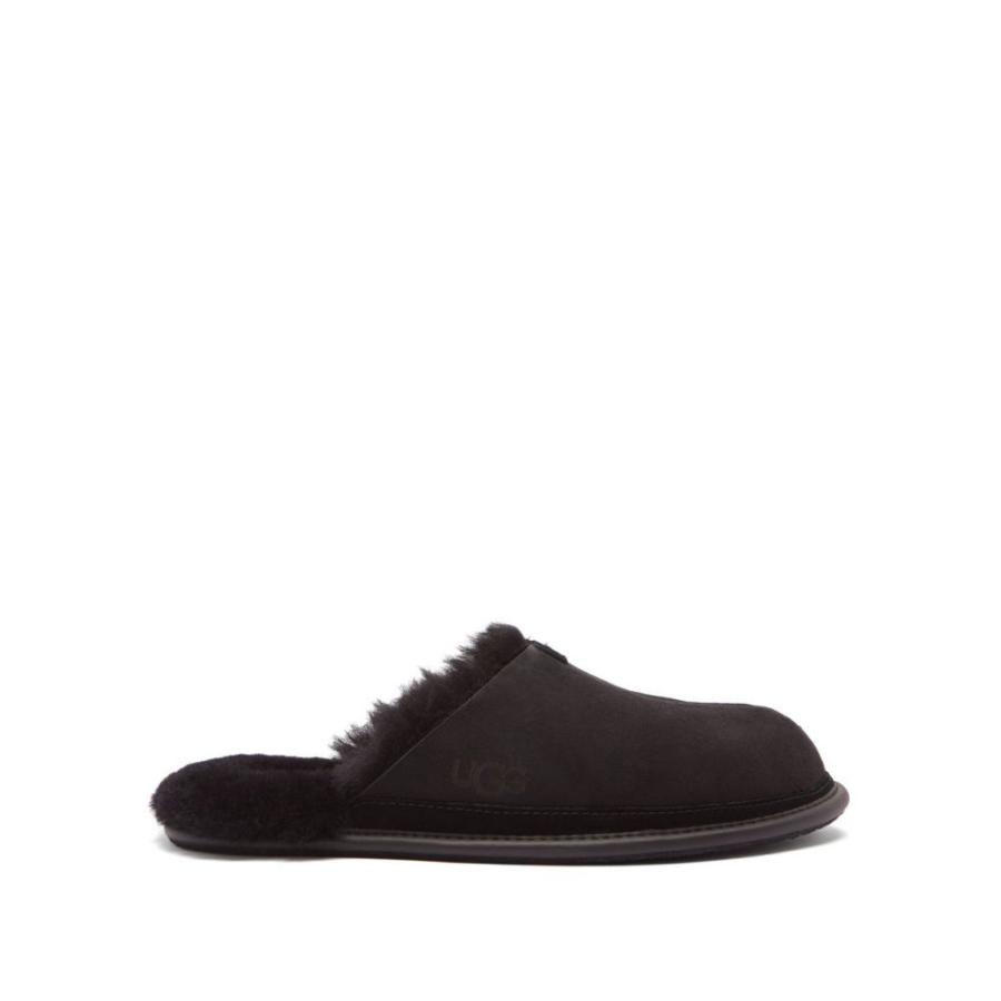 激安通販新作 Ugg アグ シューズ 靴 メンズ スリッパ アグ Ugg メンズ Black Slippers Suede Shearling Lined Hyde シューズ 靴 スリッパ 下着 靴下 部屋着
