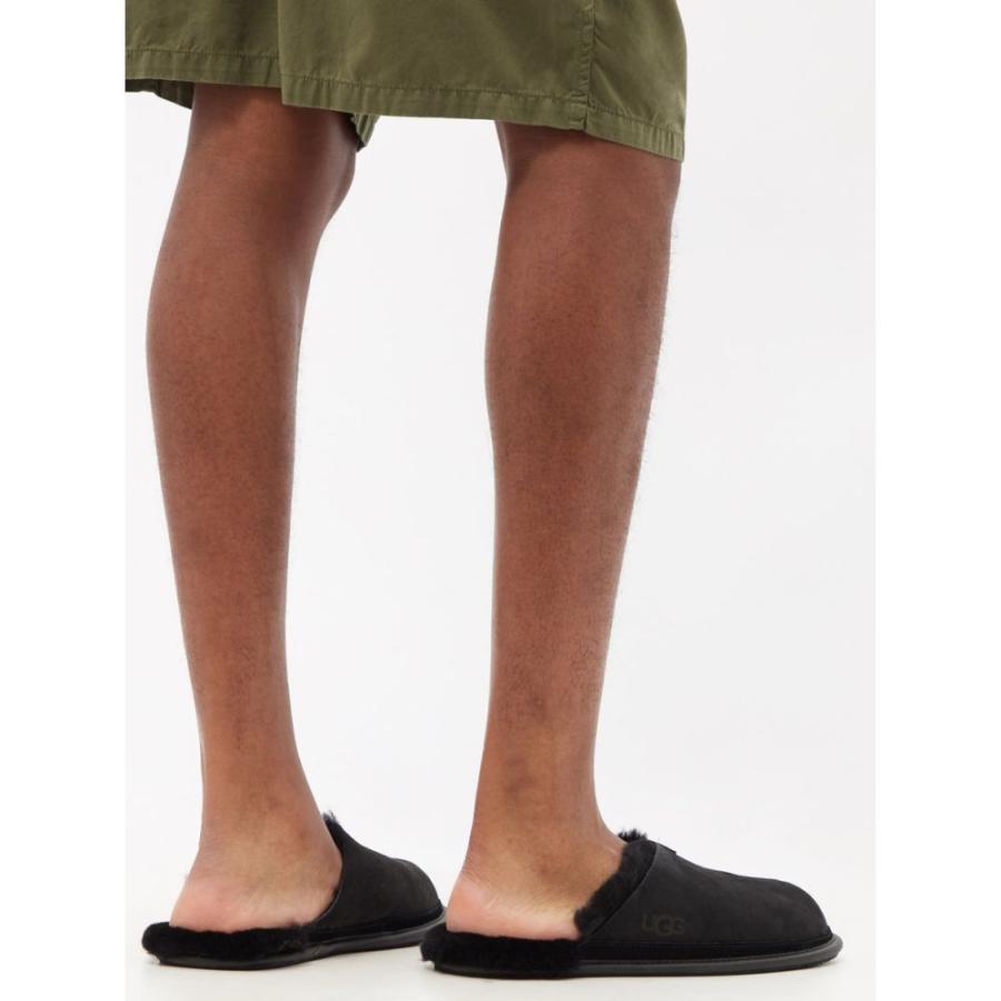 激安通販新作 Ugg アグ シューズ 靴 メンズ スリッパ アグ Ugg メンズ Black Slippers Suede Shearling Lined Hyde シューズ 靴 スリッパ 下着 靴下 部屋着