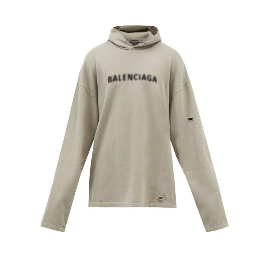 【超特価SALE開催！】 Balenciaga バレンシアガ メンズ Grey sweatshirt hooded cotton-jersey Blurred-print トップス パーカー スウェット・トレーナー トレーナー
