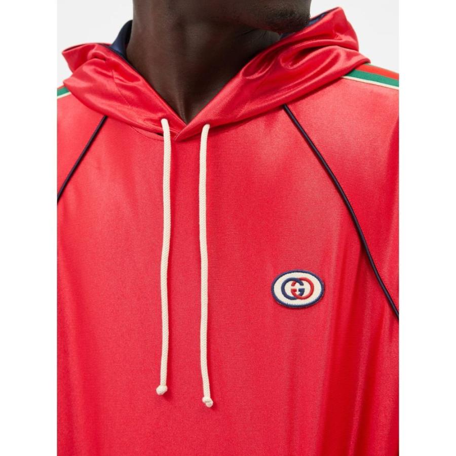 グッチ Gucci メンズ パーカー スウェット トップス Web-stripe jersey hooded sweatshirt Red｜fermart2-store｜03