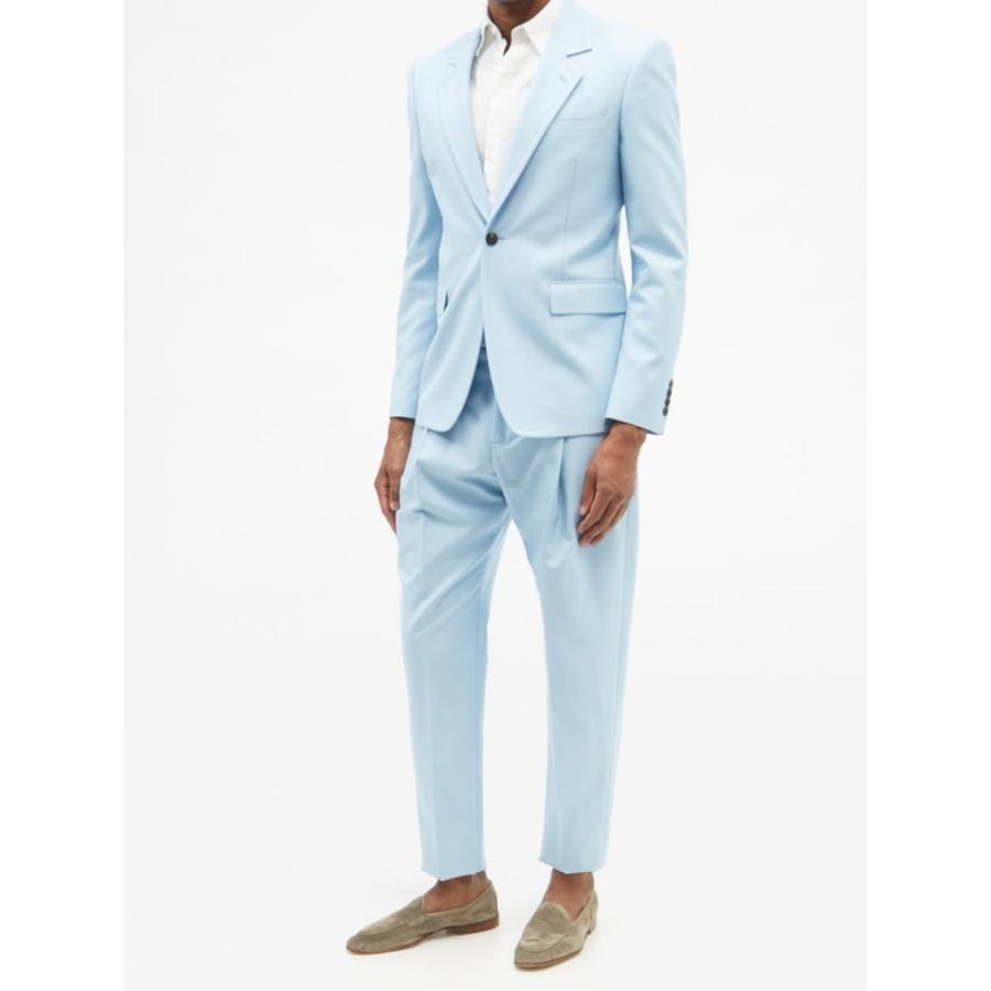 超目玉 アレキサンダー マックイーン Alexander Mcqueen メンズ スラックス ボトムス パンツ Pleated Panama Cotton Suit Trousers Blue 即日出荷 Www Aqtsolutions Com