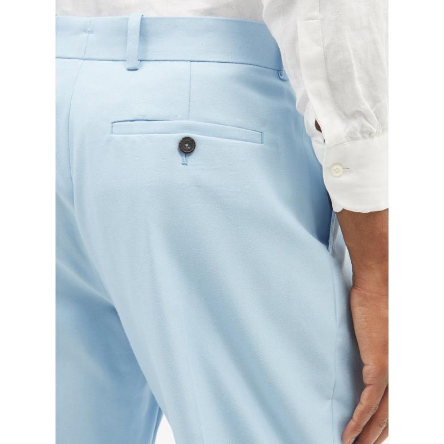 超目玉 アレキサンダー マックイーン Alexander Mcqueen メンズ スラックス ボトムス パンツ Pleated Panama Cotton Suit Trousers Blue 即日出荷 Www Aqtsolutions Com