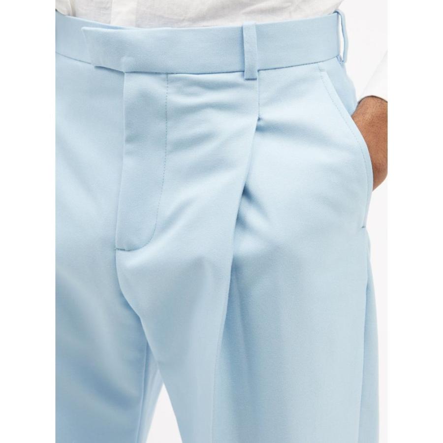 超目玉 アレキサンダー マックイーン Alexander Mcqueen メンズ スラックス ボトムス パンツ Pleated Panama Cotton Suit Trousers Blue 即日出荷 Www Aqtsolutions Com