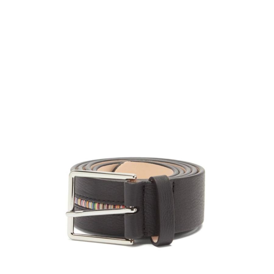 売り切れ必至 ファッション小物 メンズ ベルト ポールスミス Smith Paul ポールスミス Black Belt Grained Leather Signature Stripe ベルト メンズ Smith Paul 財布 帽子 ファッション小物 Mytcabogados Com
