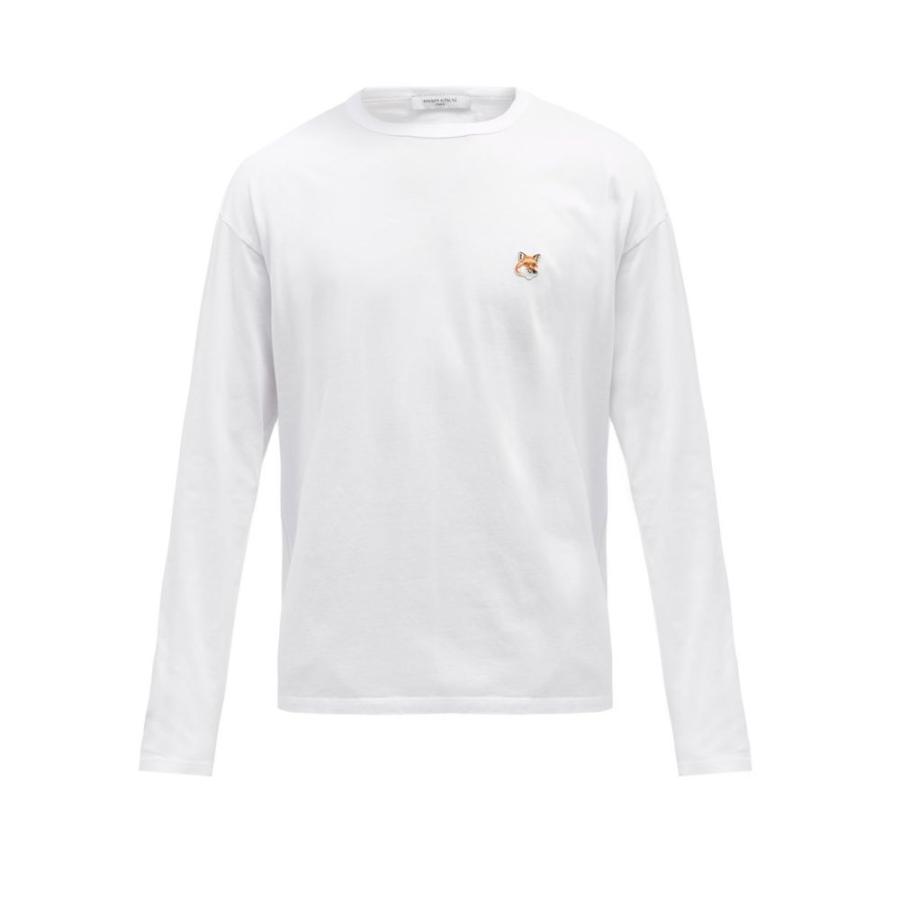2021人気の メゾン White T-shirt long-sleeve cotton-jersey Fox-Head トップス 長袖Tシャツ メンズ Kitsune Maison キツネ 長袖