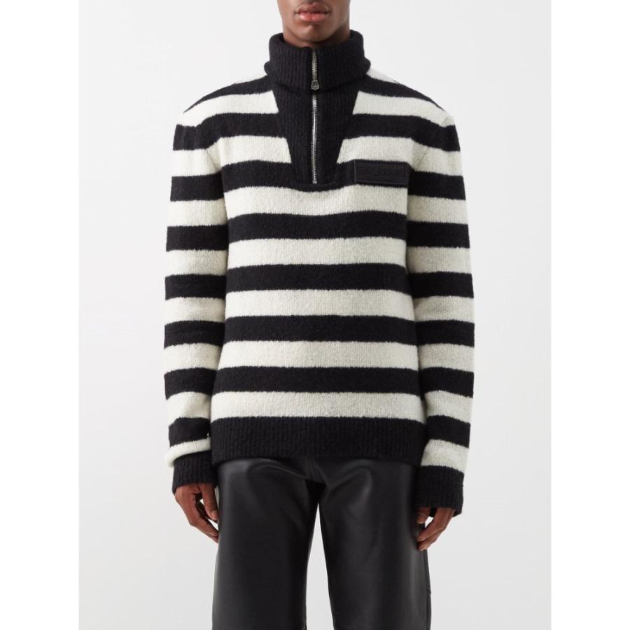 祝開店！大放出セール開催中 striped Quarter-zip トップス ニット・セーター メンズ Balmain バルマン wool-blend Black sweater ニット、セーター