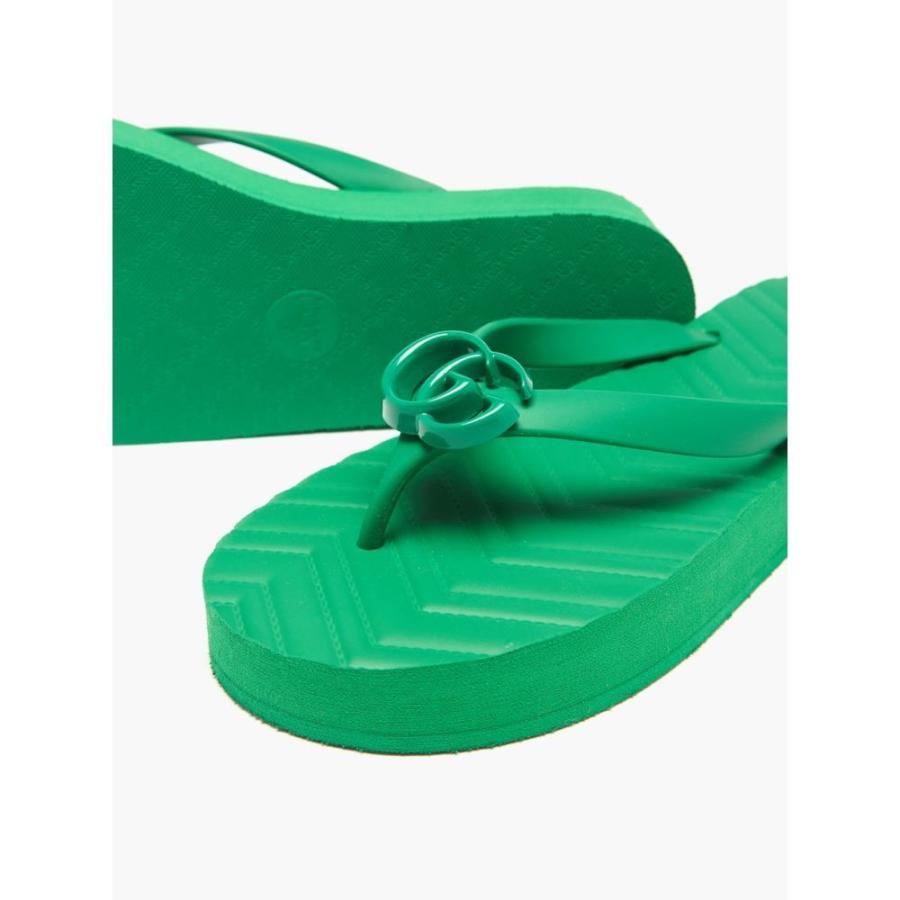 グッチ Gucci レディース ビーチサンダル シューズ・靴 Pascar GG-plaque rubber flip flops Green｜fermart2-store｜05