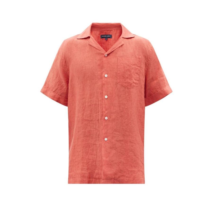 最も信頼できる フレスコボールカリオカ Frescobol Carioca メンズ 半袖シャツ トップス Cuban-collar linen short-sleeved shirt Pink 半袖