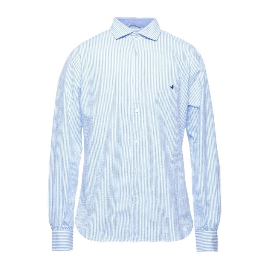 新品本物 シャツ メンズ BROOKSFIELD ブルックスフィールド トップス Azure Shirt Striped 長袖