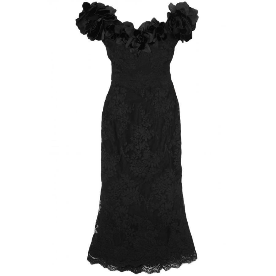 ノッテ バイ マルケッサ Marchesa レディース ワンピース ミドル丈 ワンピース ドレス Off The Shoulder Floral Appliqued Lace Midi Dress Black Apaproduction Fr