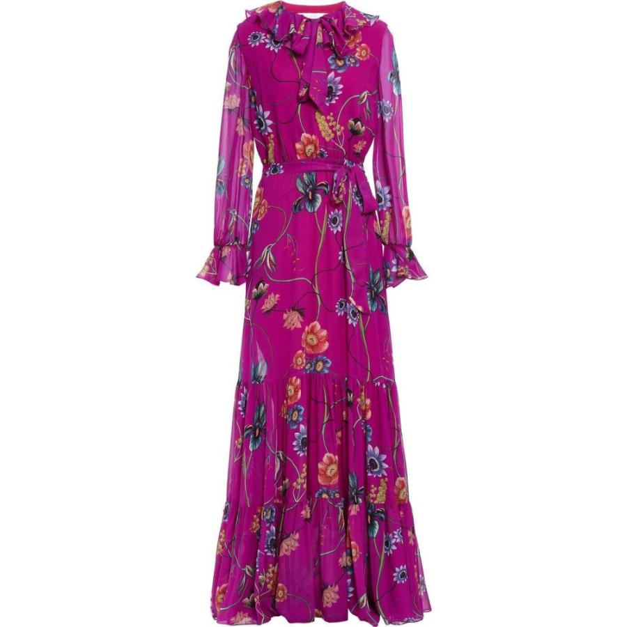 ノア ド ボルゴ Borgo De Nor レディース ワンピース マキシ丈 ワンピース ドレス Anna Pussy Bow Floral Print Silk Georgette Maxi Dress Violet Parselsorgu Com
