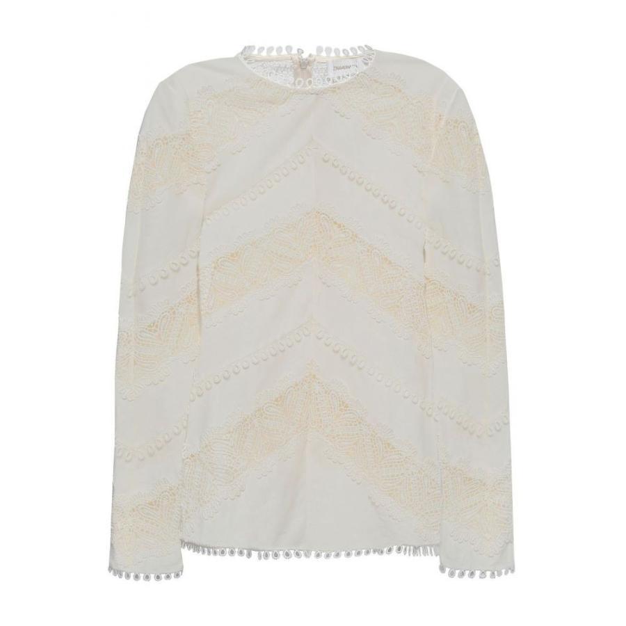 ジマーマン Zimmermann レディース ブラウス シャツ トップス Paneled Crochet And Linen Blouse Cream Blusquare Org