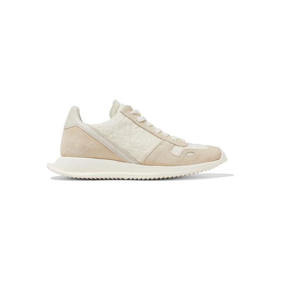 リック オウエンス Rick Owens レディース スニーカー シューズ 靴 Runner Leather Suede And Frayed Woven Sneakers White Maki Bo