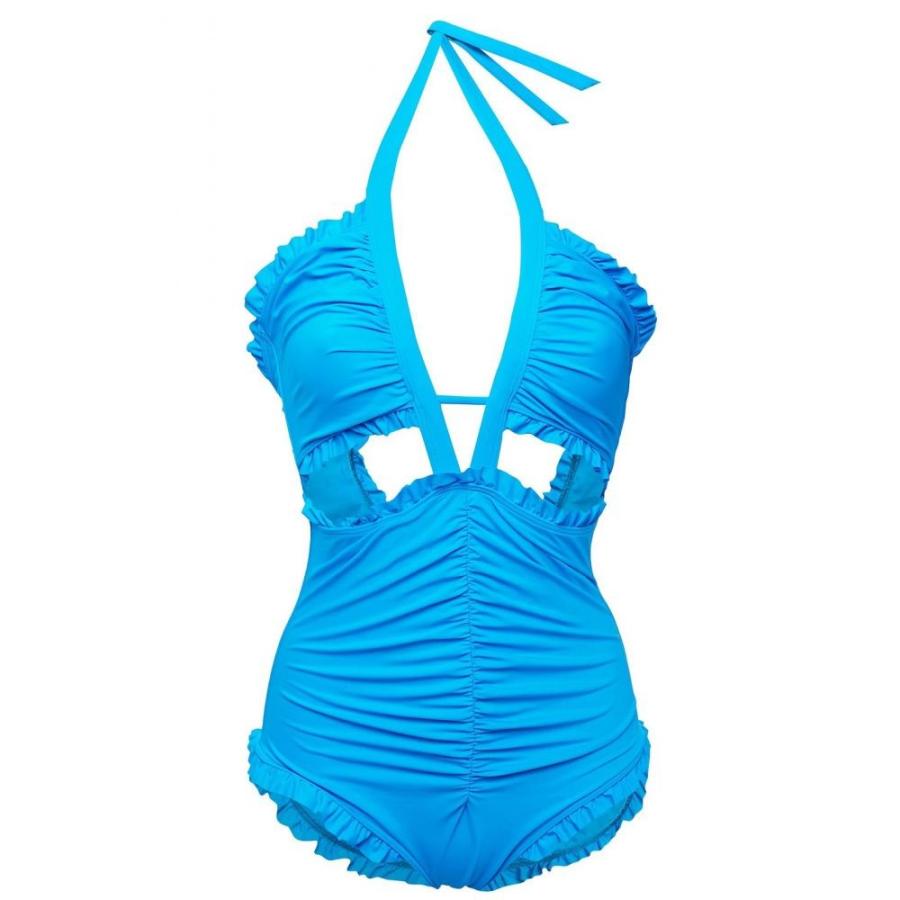 エミリオ プッチ Emilio Pucci レディース ワンピース 水着 ビーチウェア Cutout Ruffle Trimmed Halterneck Swimsuit Turquoise Apaproduction Fr
