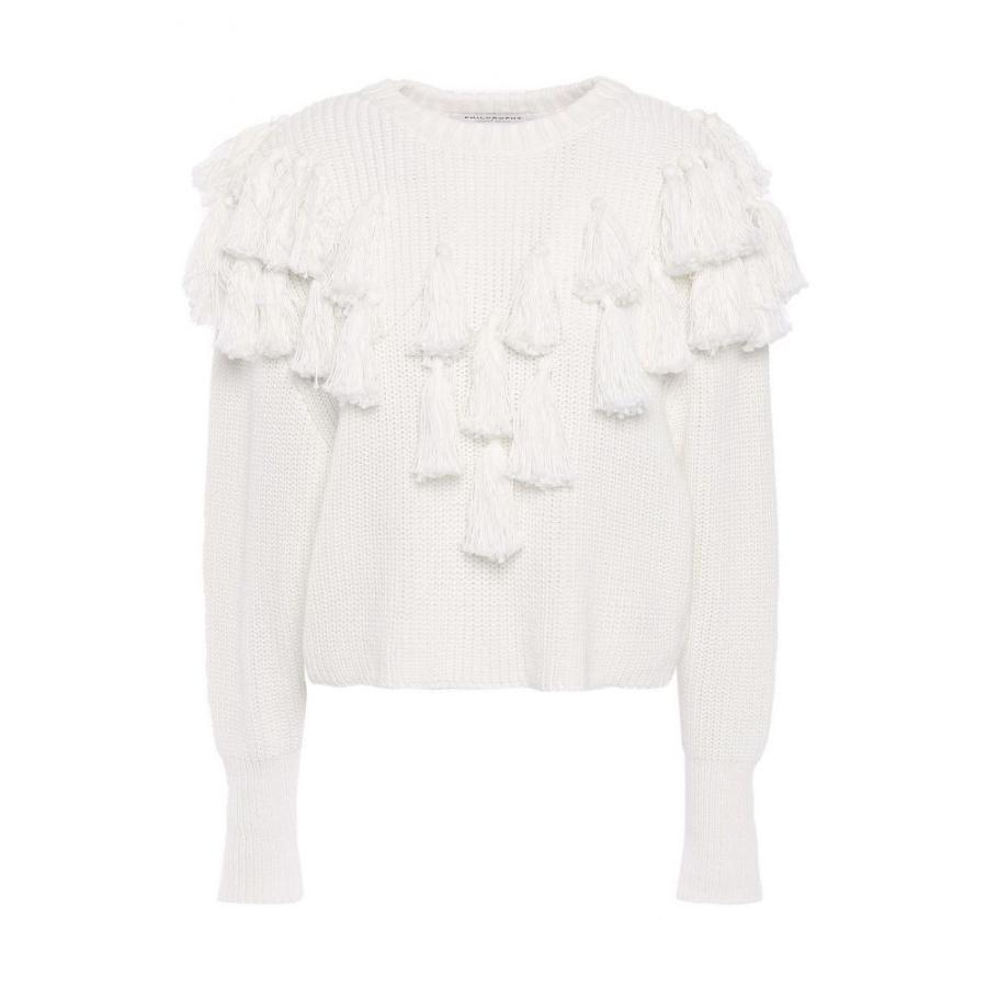フィロソフィ ディ ロレンツォ セラフィニ Philosophy Di Lorenzo Serafini レディース ニット セーター トップス Tasseled Cotton Sweater White Prettyfunnyballoons Com