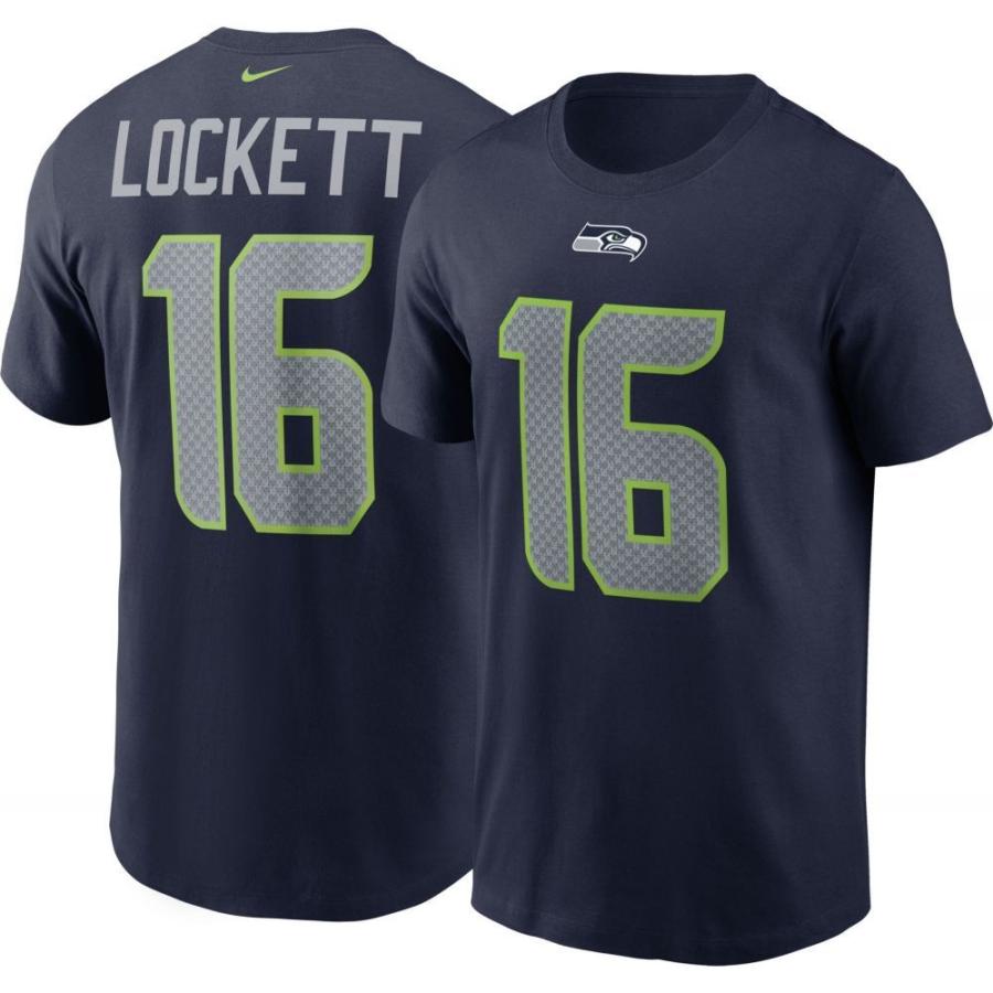 最大15%OFFクーポン ナイキ Nike T-Shirt Navy Logo #16 Lockett Tyler Seahawks Seattle トップス Tシャツ メンズ 半袖