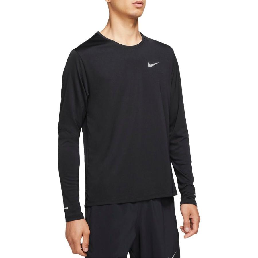 正規品質保証 Nike ナイキ ランニング ウォーキング メンズ トップス ナイキ Nike メンズ Silv Black Reflective Shirt Sleeve Long Miler Uv Dri Fit トップス ドライフィット ランニング ウォーキング ウエア