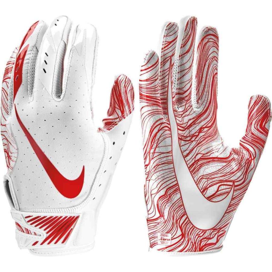 ナイキ Nike ユニセックス アメリカンフットボール レシーバーグローブ グローブ Adult Vapor Jet 5.0 Receiver  Gloves White University Red 【再入荷】