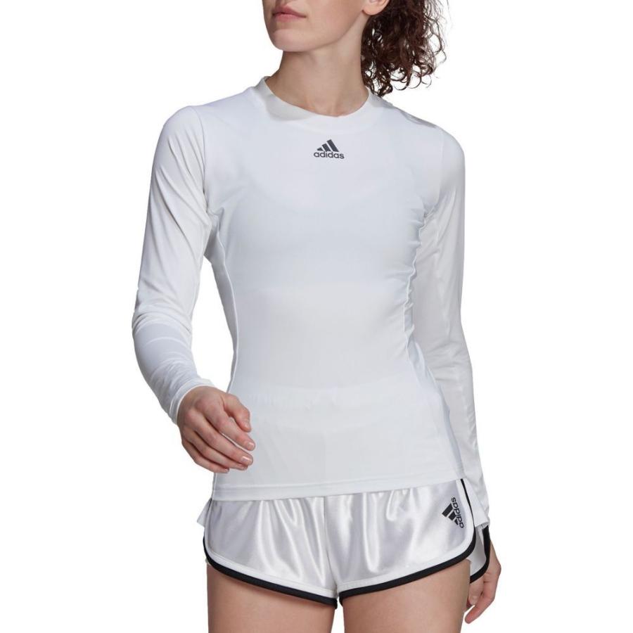 リアル テニス レディース トップス アディダス Adidas アディダス White Black T Shirt Sleeve Long Heat Rdy Freelift Tennis トップス 長袖tシャツ テニス レディース Adidas ウエア Sharpfutures Org Uk