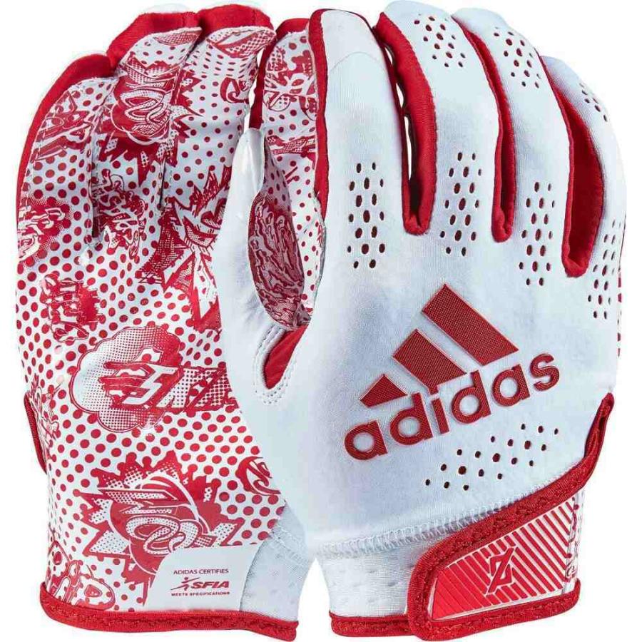 アディダス adidas ユニセックス アメリカンフットボール 73％以上節約 レシーバーグローブ グローブ Adult White Comics  11 Gloves adizero Red Receiver