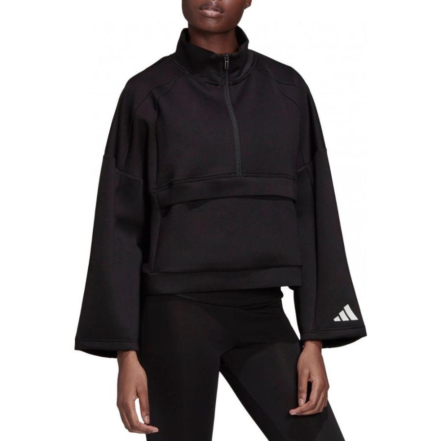 アディダス Adidas レディース スウェット トレーナー トップス Athletics Pack Half Zip Sweatshirt Black Pymr Go Th