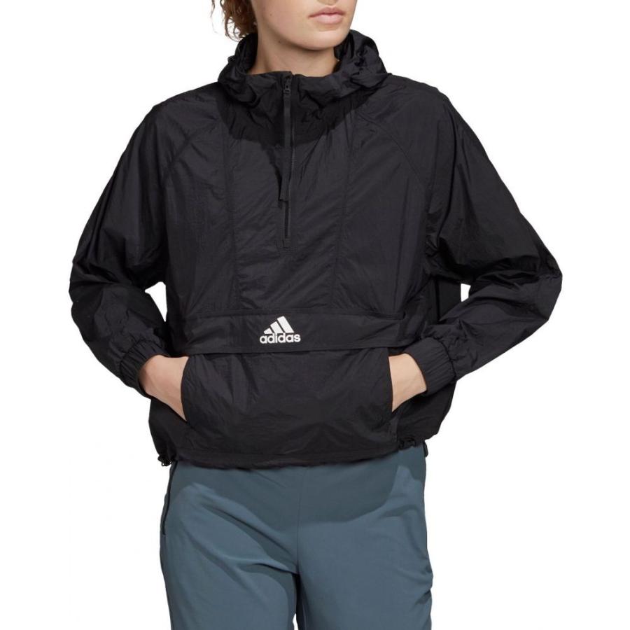 アディダス Adidas レディース ベアトップ チューブトップ クロップド ハーフジップ アノラック トップス Wind Ready Anorak 1 2 Zip Cropped Pullover Black Pymr Go Th