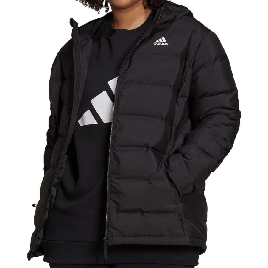 最安値 ダウン 中綿ジャケット レディース Adidas アディダス フード Jacket Black Down Hooded Helionic アウター Plus コート ジャケット Slcp Lk