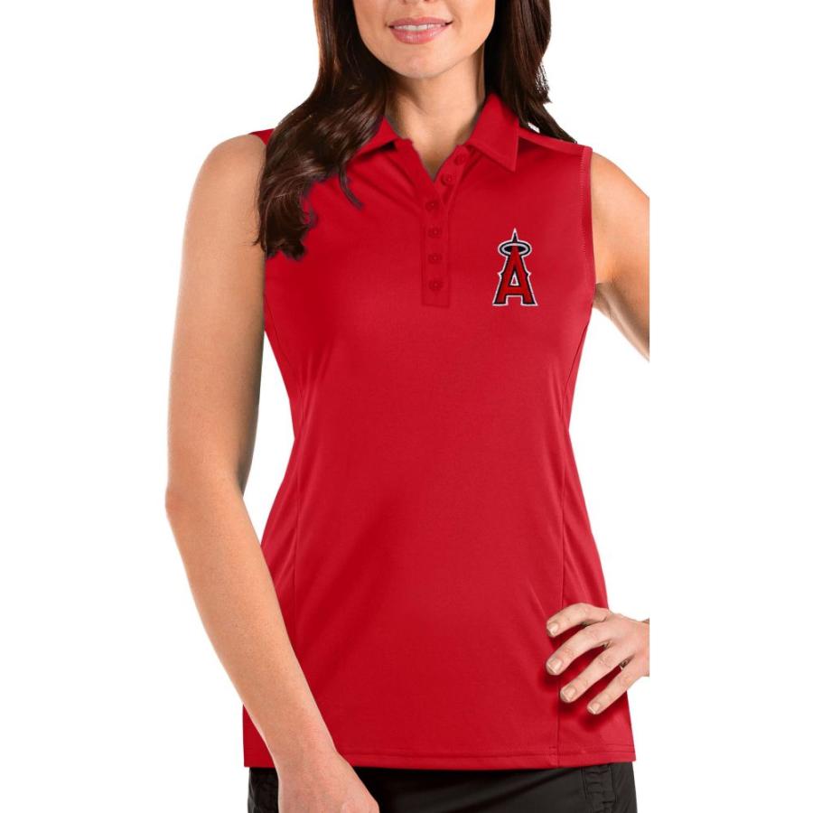 人気の新作 Los トップス ポロシャツ レディース Antigua アンティグア Angeles Polo Sleeveless Tribute Red Angels 半袖