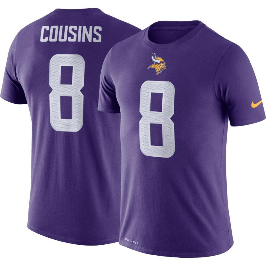 人気が高い #8 Cousins Kirk Vikings Minnesota トップス Tシャツ メンズ Nike ナイキ Logo T-Shirt Purple 半袖