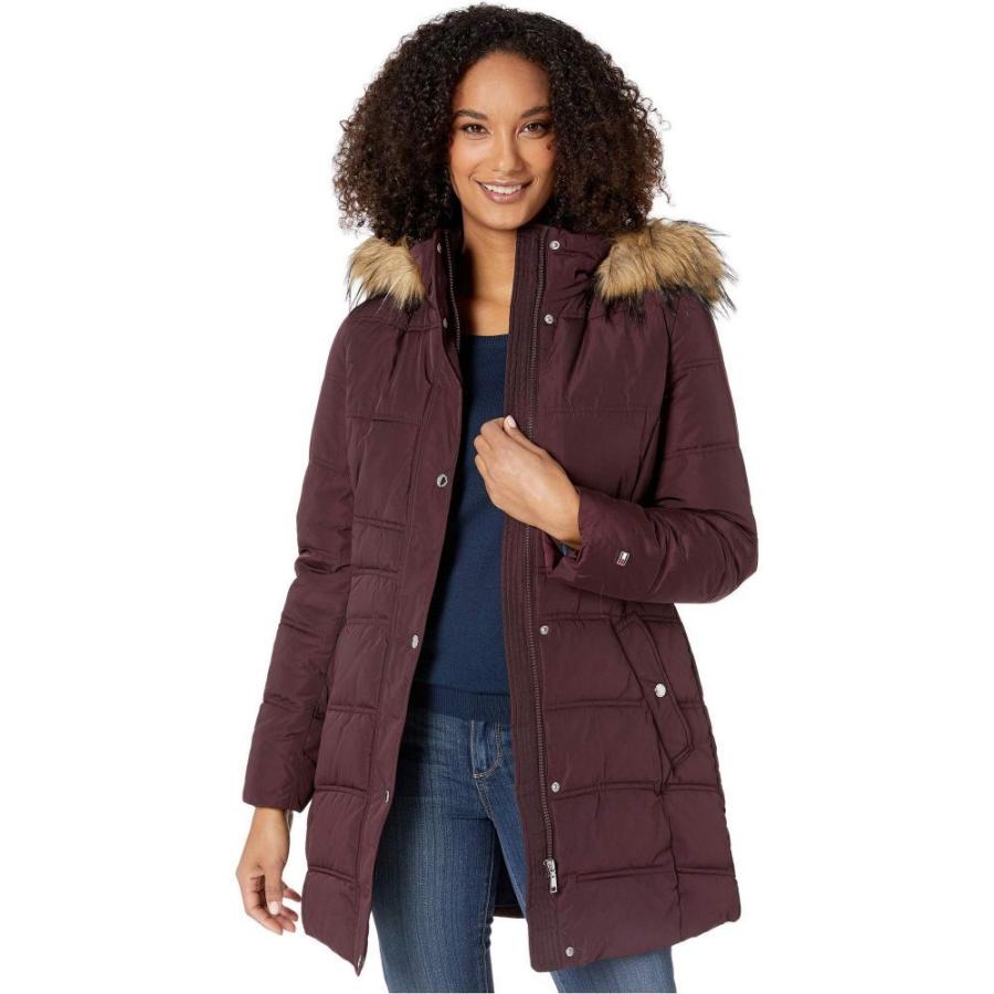 tommy hilfiger down jacket with faux fur trim hood