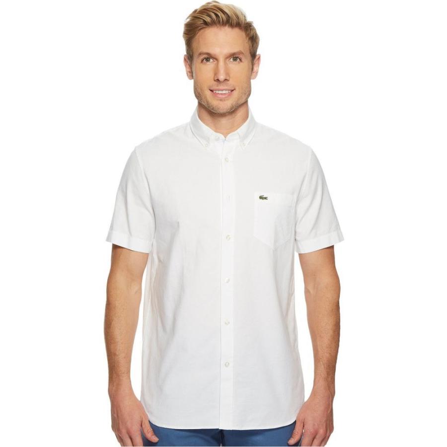人気急上昇 Short トップス 半袖シャツ メンズ Lacoste ラコステ トップス メンズ 半袖シャツ ラコステ Lacoste Sleeve White Regular Collar Down Button Oxford シャツ カジュアルシャツ