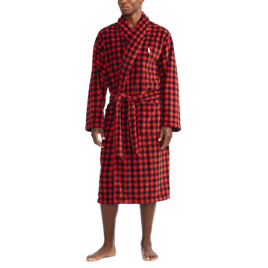 ブランドのギフト ガウン バスローブ メンズ Lauren Ralph Polo ローレン ラルフ メンズ ガウン バスローブ ローレン ラルフ Lauren Ralph Polo Microfiber Player Pony Plaid Nevis Buffalo Red Rl Robe Collar Shawl Sleeve Long Plush 下着 靴下 部屋着 Www