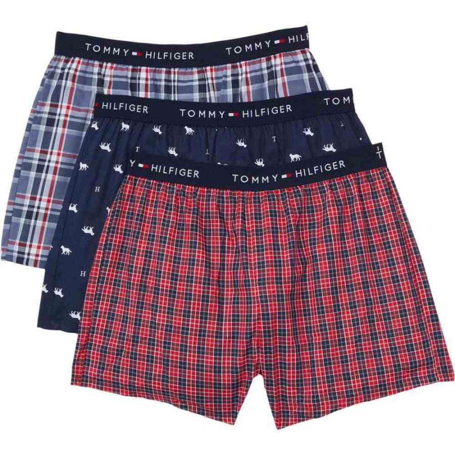 人気満点 トミー ヒルフィガー Tommy Hilfiger メンズ ボクサーパンツ 3点セット インナー 下着 Cotton Classics 3 Pack Slim Fit Woven Boxer Lava 楽天ランキング1位 Iniciatupyme Cl