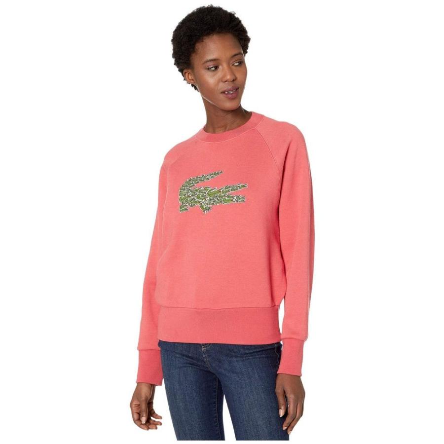 ラコステ Lacoste レディース スウェット トレーナー トップス Long Sleeve All Over Croc Brush Fleeced Sweatshirt Sierra Red Supersport Tn
