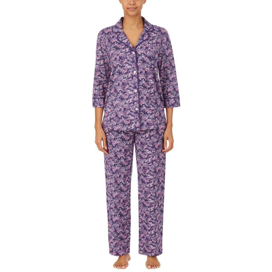 海外最新 Ralph Lauren Lauren Floral Purple Set Pj Pants Long Collar Notch Sleeve Long インナー 下着 パジャマ 上下セット レディース Lauren Ralph Lauren ローレン ラルフ パジャマ 上下セット ローレン ラルフ 下着 靴下 部屋着 Daihikaku Jp
