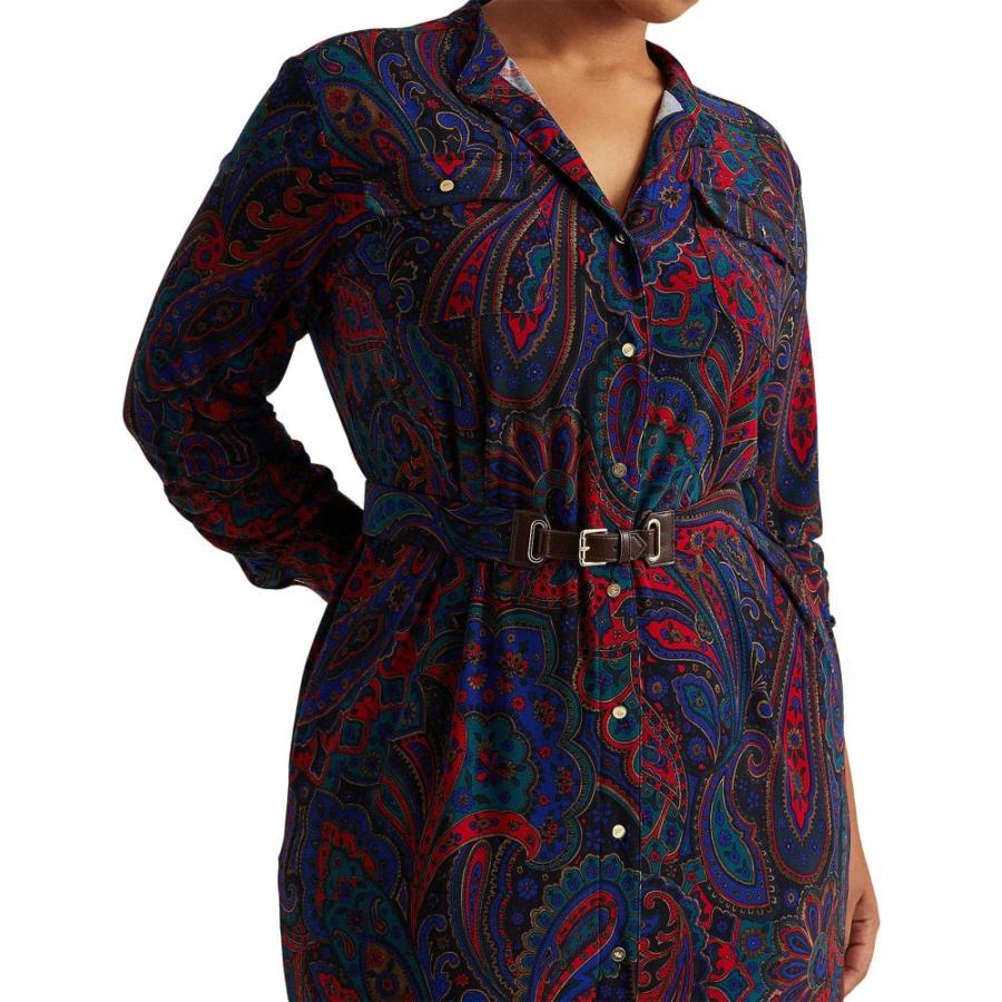 定番人気 Paisley Size Plus シャツワンピース 大きいサイズ ワンピース レディース Lauren Ralph Lauren ローレン ラルフ レディース ワンピース ローレン ラルフ Lauren Ralph Lauren Belted Multi Navy Lauren Shirtdress Jersey ワンピース チュニック