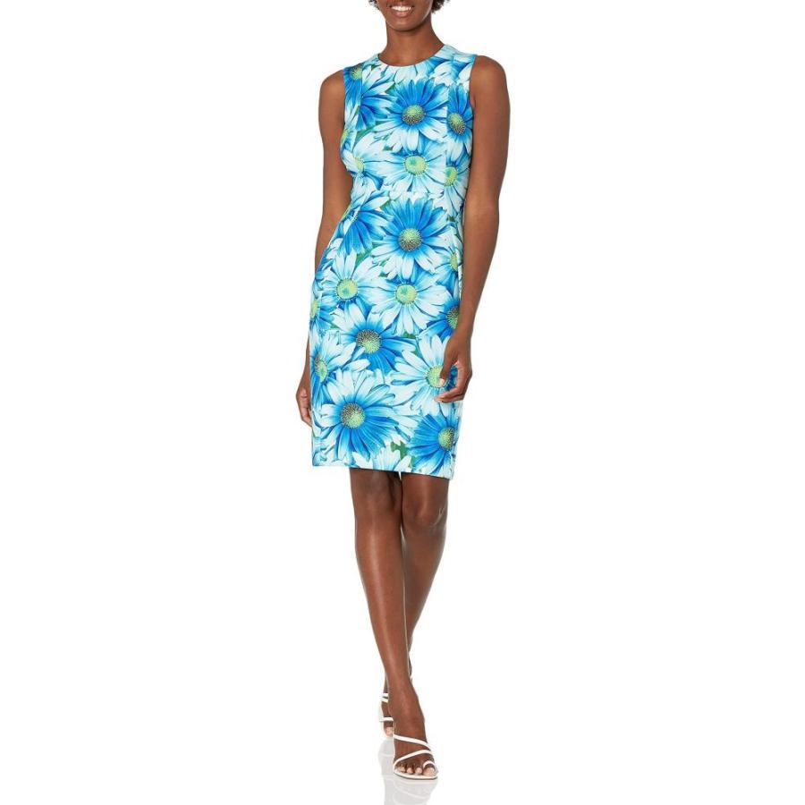 正規店仕入れの ノースリーブ タイト ワンピース レディース Klein Calvin カルバンクライン レディース ワンピース カルバンクライン Klein Calvin Scuba Multi Blue Deep Dress Sheath Seamed Princess Sleeveless ワンピース チュニック