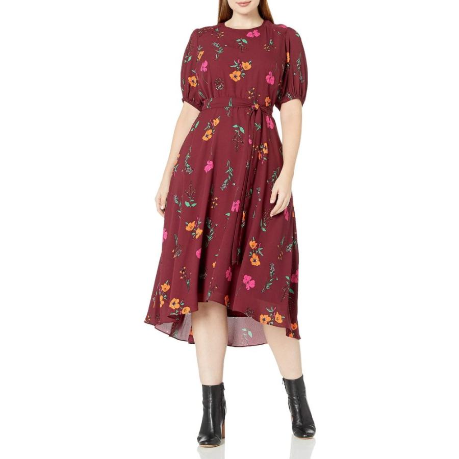 有名人芸能人 Floral Size Plus 大きいサイズ ワンピース レディース Morgan Donna モルガン ドナ レディース ワンピース モルガン ドナ Morgan Donna Georgette Multi Pink Bordeaux Electric Dress High Low ワンピース チュニック Drtowinginc Com