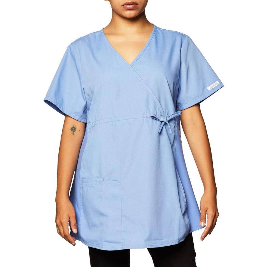 激安 偽物 チェロキー Cherokee レディース Tシャツ マタニティウェア トップス Maternity Mock Wrap Scrubs Shirt Ceil Blue 在庫一掃セール Superavila Com
